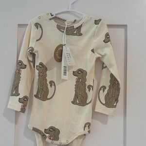 Mini Rodini George Cream Dog Pattern Bodysuit